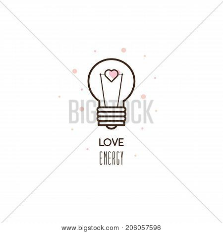 Logo. Vector illustration of a bulb with heart.