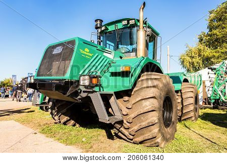 Russia Samara - September 23 2017: Modern agricultural tractor K-704-4R 