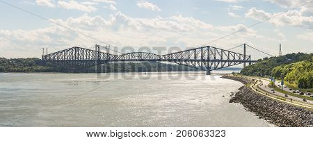 The Quebec Bridge is a riveted steel truss structure