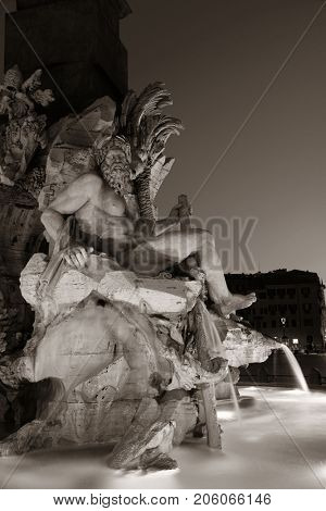 Fontana dei Quattro Fiumi in Piazza Navona in Rome, Italy.