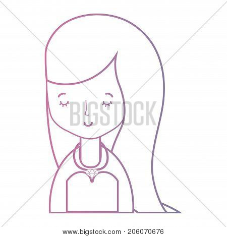 line beauty woman with hairstyle desiand and blouse vetor illustration