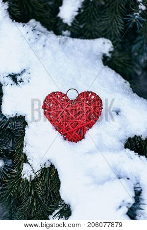 Red Handmade Heart On Branches