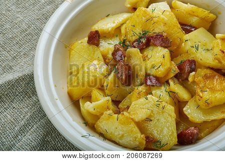 Bratkartoffeln - German Style Fried Potatoes  , close up