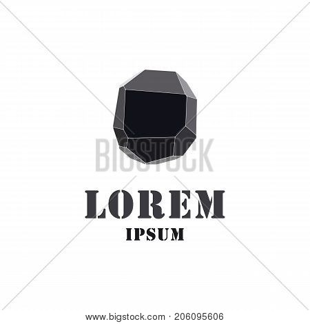 Abstract grey stone element logo, vector illustration.