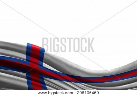 Grunge colorful flag Faroe Islands with copyspace for your text or images,isolated on white background. Close up, fluttering downwind.