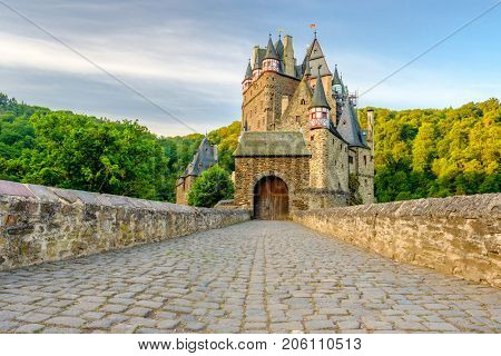 Burg Eltz castle in Rhineland-Palatinate state, Germany. Construction started prior to 1157.
