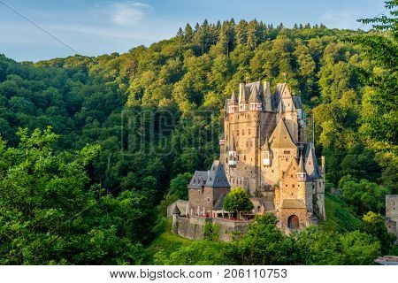 Burg Eltz castle in Rhineland-Palatinate state, Germany. Construction started prior to 1157.