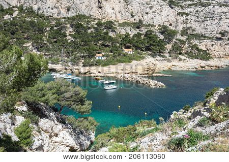 The Calanque de Morgiou one of the biggest calanques located between Marseille and Cassis France