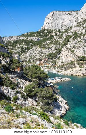 The Calanque de Morgiou one of the biggest calanques located between Marseille and Cassis France