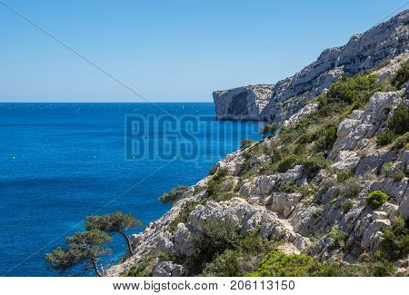 The Calanque de Morgiou one of the biggest calanques located between Marseille and Cassis France