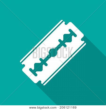 Razor blade icon with long shadow. Flat design style. Razor blade simple silhouette. Modern minimalist icon in stylish colors. Web site page and mobile app design vector element.