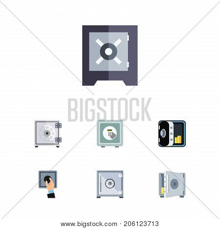 Flat Icon Strongbox Set Of Strongbox, Banking, Closed And Other Vector Objects