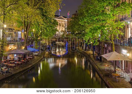 UTRECHT NETHERLANDS - APRIL 24, 2017: Central district on April 24, 2017 in Utrecht Netherlands.