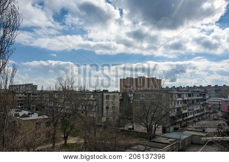 Balconies In An Old Panel Pre-fabricated Houses, Soviet Buildings In Baku Azerbaijan