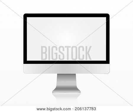 Modern flat screen computer monitor. Computer display isolated on white background. Layers are orderly and easily ediable. Vector illustration.