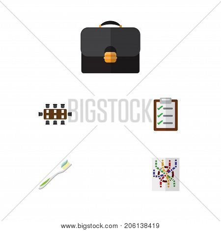 Flat Icon Lifestyle Set Of Questionnaire, Briefcase, Dental And Other Vector Objects