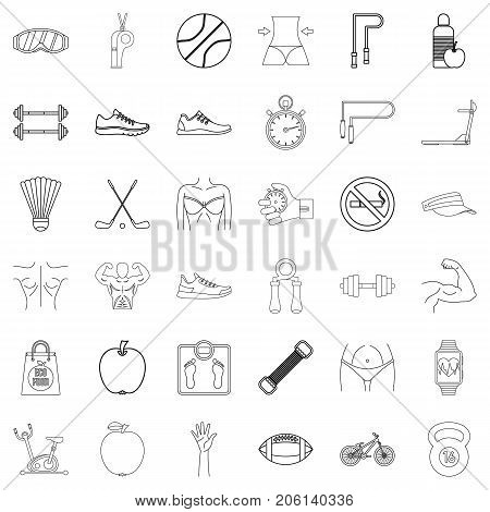 Healthy icons set. Outline style of 36 healthy vector icons for web isolated on white background