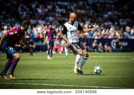 VALENCIA, SPAIN - SEPTEMBER 16: Zaza with ball during Spanish La Liga match between Levante Ud and Valencia CF at Ciutat de Valencia Stadium on September 16, 2017 in Valencia, Spain