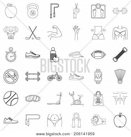 Diet icons set. Outline style of 36 diet vector icons for web isolated on white background