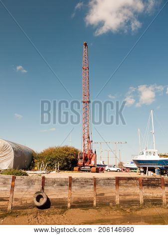 Red Crane Machine Industry In Docks Of Tollesbury Maldon