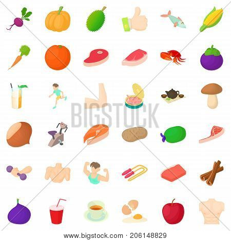 Slim icons set. Cartoon style of 36 slim vector icons for web isolated on white background