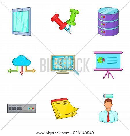 Setting specialist icons set. Cartoon set of 9 setting specialist vector icons for web isolated on white background