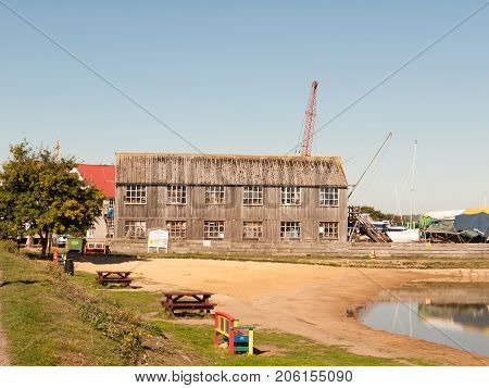Old Antique Brown Faded Wooden Boat House Tollesbury Maldon