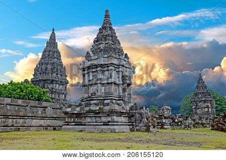 Prambanan or Candi Rara Jonggrang is a Hindu temple compound in Java, Indonesia, dedicated to the Trimurti: the Creator (Brahma), the Preserver (Vishnu) and the Destroyer (Shiva)