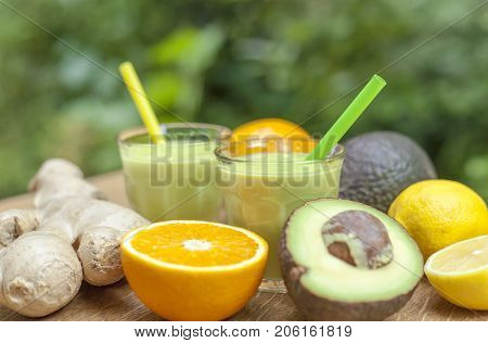 Ginger-avocado Shot Healthy Power- Drink Smoothies