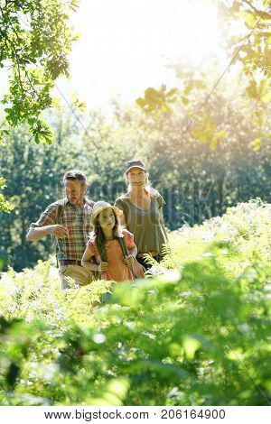 Family on a rambling day in countryside