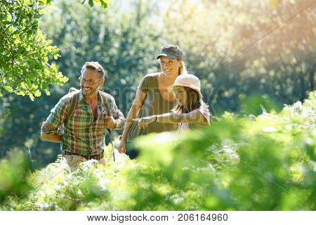 Family on a rambling day in countryside