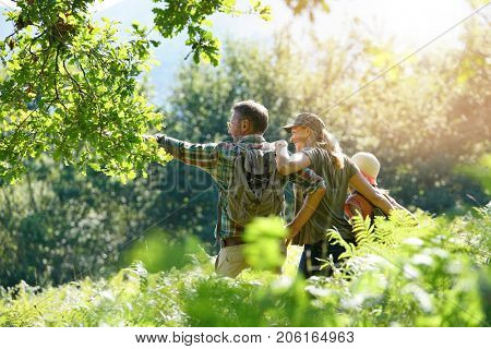 Family on a rambling day in countryside
