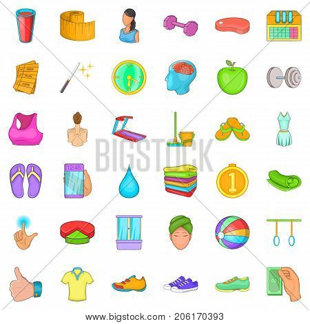 Jump icons set. Cartoon style of 36 jump vector icons for web isolated on white background