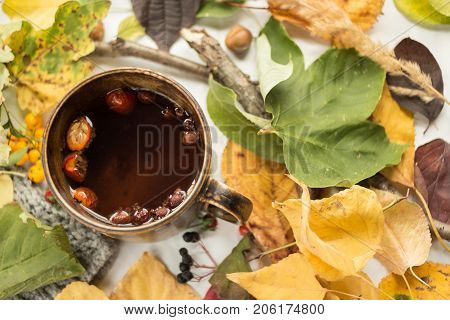 Autumn leafs Hot Tea with Rose hip