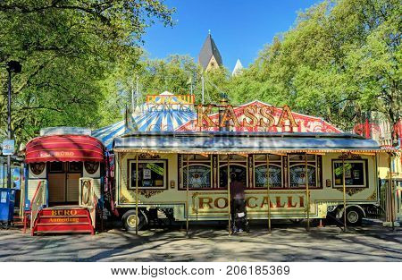 COLOGNE, GERMANY - MAY 8 : Roncalli circus in a park on May 8, 2016.