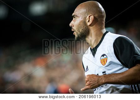 VALENCIA, SPAIN - SEPTEMBER 19: Simone Zaza during Spanish La Liga match between Valencia CF and Malaga CF at Mestalla Stadium on September 19, 2017 in Valencia, Spain