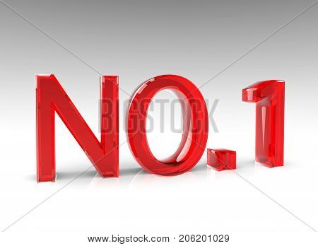3d rendering. red color word NO 1 for any business or marketing ranging