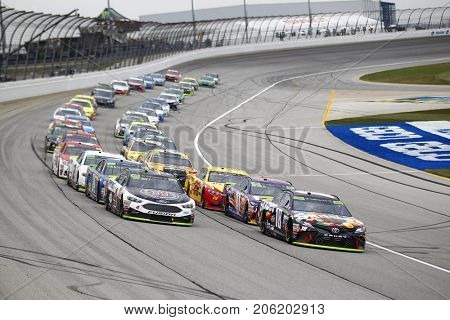 September 17, 2017 - Joliet, Illinois, USA: Kyle Busch (18) battles for position during the Tales of the Turtles 400 at Chicagoland Speedway in Joliet, Illinois.