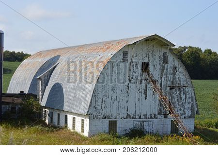 White old barn near Eau Claire/ Osseo/ Strum, Wisconsin.