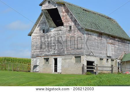 White old barn near Strum Wisconsin USA