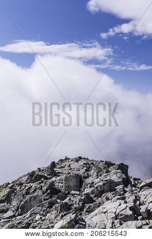 at the top of the Krivan in the fog