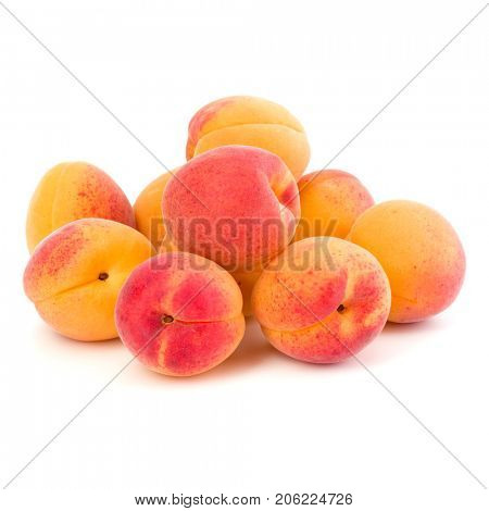 A bunch of apricot fruit isolated on white background cutout