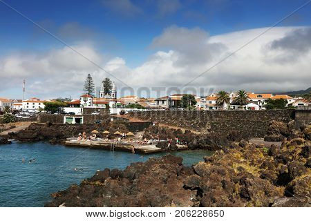 MADALENA, PORTUGAL - AUGUST 02, 2017: Cityscape of Madalena Resort in Pico island, Azores, Portugal
