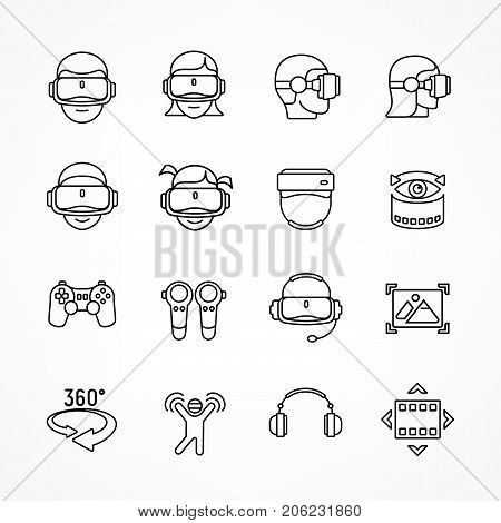 Virtual Reality Linear Icon Set