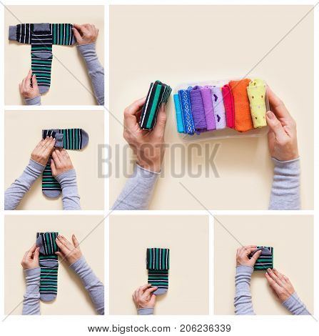 Clothes storage. Order in the closet. Folding socks. Master Class.