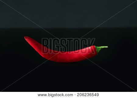 Red chili pepper on black background