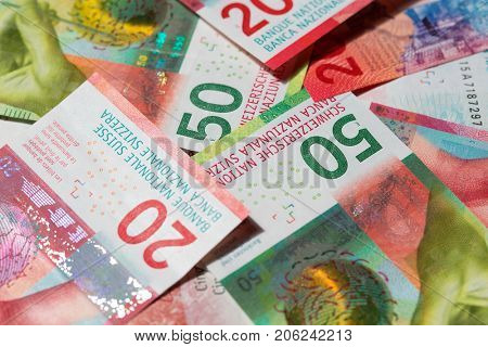 Collection of the new swiss banknotes (issued in 2017)