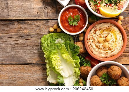 selection of libanese food mezze