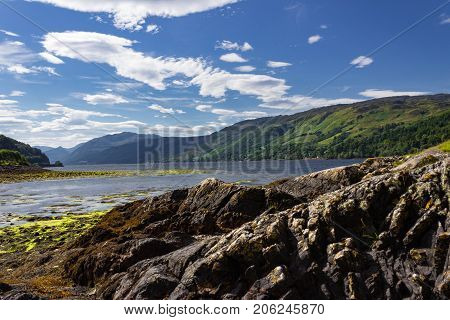 Gorgeous landscape of where the three sea loch's mean near Dornie and Eilean Donan Castle