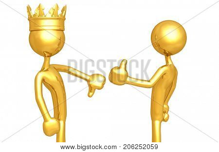 The Original 3D Characters A King Thumbs Down And A Character Thumbs Up Illustration

